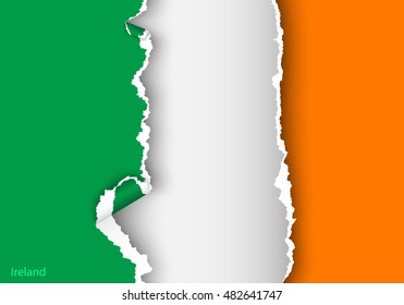 design flag ireland from torn papers with shadows