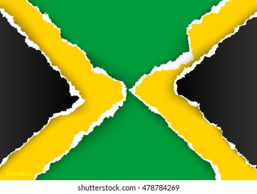 design flag jamaica from torn papers with shadows