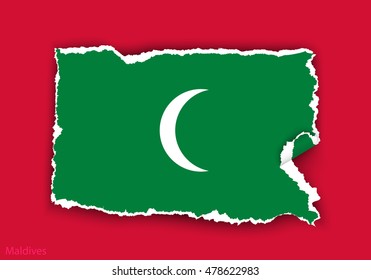 design flag maldives from torn papers with shadows