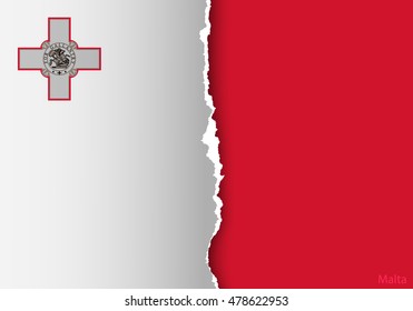 design flag MALTA from torn papers with shadows