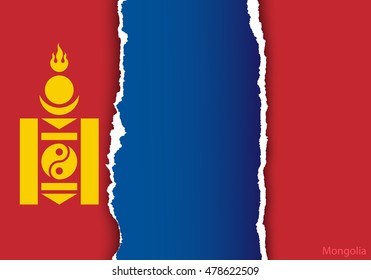 design flag mongolia from torn papers with shadows
