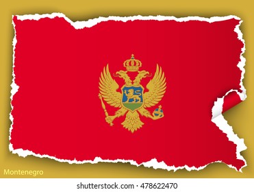 design flag montenegro from torn papers with shadows