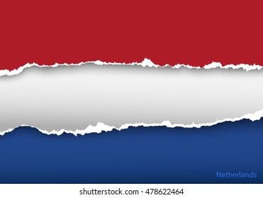 design flag netherlands from torn papers with shadows