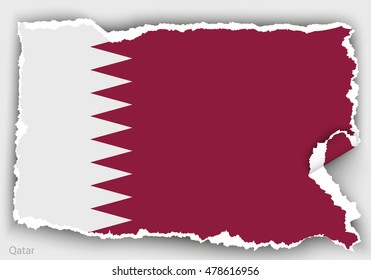 design flag qatar from torn papers with shadows