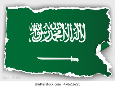 design flag saudi arabia from torn papers with shadows