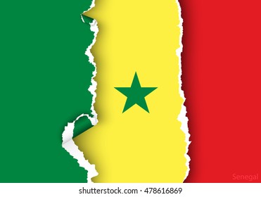 design flag senegal  from torn papers with shadows