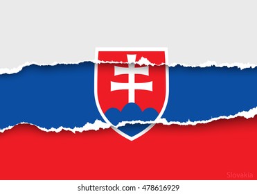 design flag slovakia from torn papers with shadows