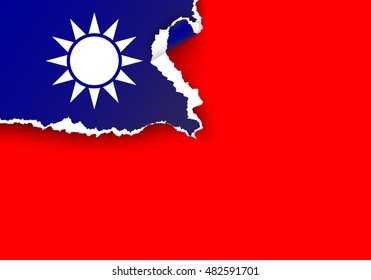 design flag Taiwan from torn papers with shadows