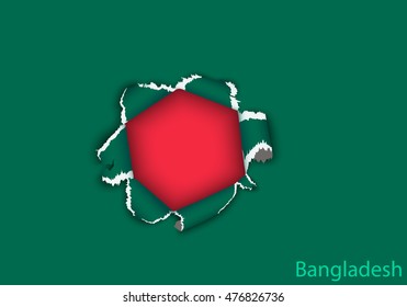 design flag from torn papers with shadows