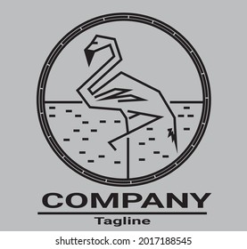 diseño del logotipo flamingo con círculo