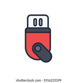 The design of the flashdisk stationery filled icon vector illustration, this vector is suitable for icons, logos, illustrations, stickers, books, covers, etc.