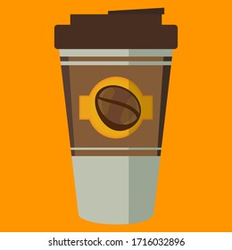 Design flat coffee beans and bottles. illustration of a coffee cup or bottle.