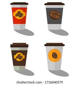 Entwerfen Sie flache Kaffeebohnen und Flaschen.Illustration einer Kaffeetasse oder Flasche.