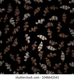 Design. Flat doodles. Seamless Print. Cute fabric pattern. Elements black, brown and white on colors. Vector illustration.