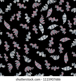 Design. Flat elements. Seamless pattern Print. Tender fabric pattern. Doodles black, blue and neutral on colors. Vector.