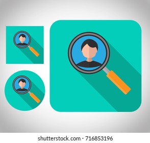design a flat icon, look for a man magnifying glass account