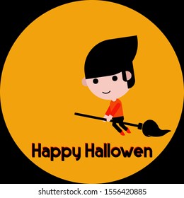 Design flat illustration of a funny witch