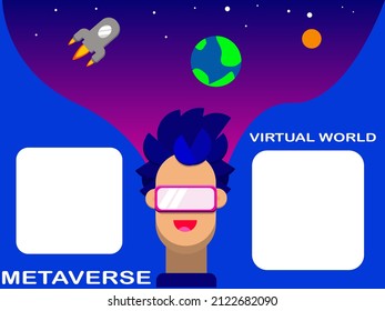 design flat illustration metaverse with copy space used for any presentation about metaverse