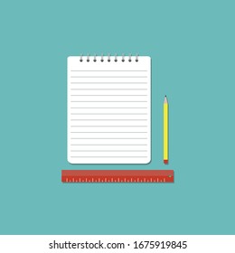 Design-Flache-Illustration von Papierstiften und einer Skala