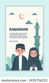 design flat Ramadan social media stories for promotion. vector illustration