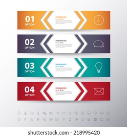 Design flat shadow step number banners /graphic or website with simple line icon set .Vector/illustration.