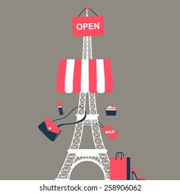 design flat vector icons for shopping in Paris