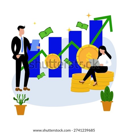 Design Flat vector ilustrasion economic trafic grow usd