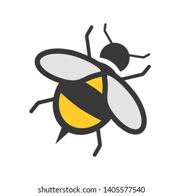 Design of flat wasp icon draw