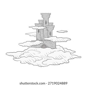 Diseño de castillo flotante en las nubes dibujar