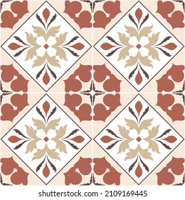 design for floor or wall tiles in beige and brown tones. vector illustration. seamless pattern.