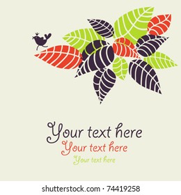 Design with flora and bird. Vector illustration.