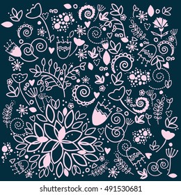 Design floral background. Vector hand drawn card.