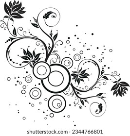 Design Floral Black and White for corner border