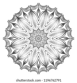 Design with floral mandala ornament. Vector illustration. for coloring book, greeting card, invitation, tattoo. Anti-stress therapy pattern