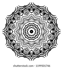 Design with floral mandala ornament. Vector illustration. for coloring book, greeting card, invitation, tattoo. Anti-stress therapy pattern