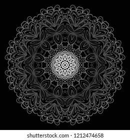 Design with floral mandala ornament. Vector illustration. for coloring book, greeting card, invitation, tattoo. Anti-stress therapy pattern
