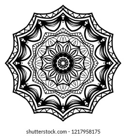 Design with floral mandala ornament. Vector illustration. for coloring book, greeting card, invitation, tattoo. Anti-stress therapy pattern