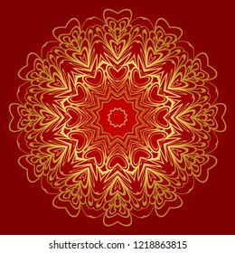 Design with floral mandala ornament. Vector illustration. for coloring book, greeting card, invitation, tattoo. Anti-stress therapy pattern