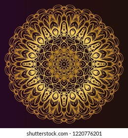 Design with floral mandala ornament. Vector illustration. for coloring book, greeting card, invitation, tattoo. Anti-stress therapy pattern