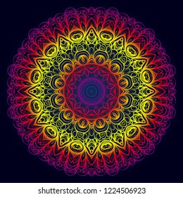 Design with floral mandala ornament. Vector illustration. for coloring book, greeting card, invitation, tattoo. Anti-stress therapy pattern