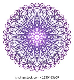 Design with floral mandala ornament. Vector illustration. for coloring book, greeting card, invitation, tattoo. Anti-stress therapy pattern