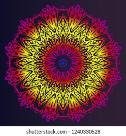 Design with floral mandala ornament. Vector illustration. for coloring book, greeting card, invitation, tattoo. Anti-stress therapy pattern