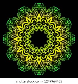 Design with floral mandala ornament. Vector illustration. for coloring book, greeting card, invitation, tattoo. Anti-stress therapy pattern.