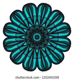 Design with floral mandala ornament. Vector illustration. for coloring book, greeting card, invitation, tattoo. Anti-stress therapy pattern.