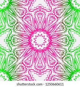 Design With Floral Pattern With Decorative Element. Vector Illustration. Template Design For Card, Shawl, Interior, Fashion Print