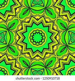 Design With Floral Pattern With Decorative Element. Vector Illustration. Template Design For Card, Shawl, Interior, Fashion Print