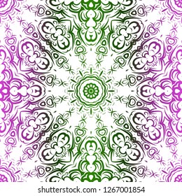 Design With Floral Pattern With Decorative Element. Vector Illustration. Template Design For Card, Shawl, Interior, Fashion Print