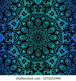 Design With Floral Pattern With Decorative Element. Vector Illustration. Template Design For Card, Shawl, Interior, Fashion Print