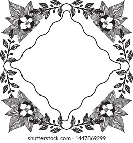 Design floral with silhouette, backdrop on a white, border for greeting card, invitation card. Vector
