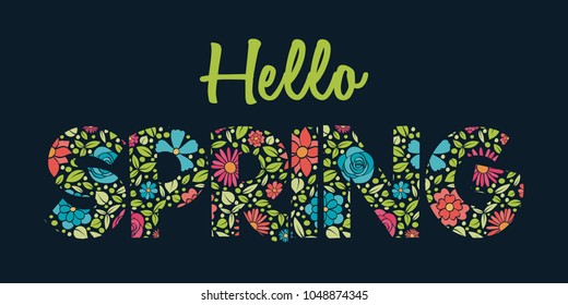 Design of floral text for spring time. Vector.